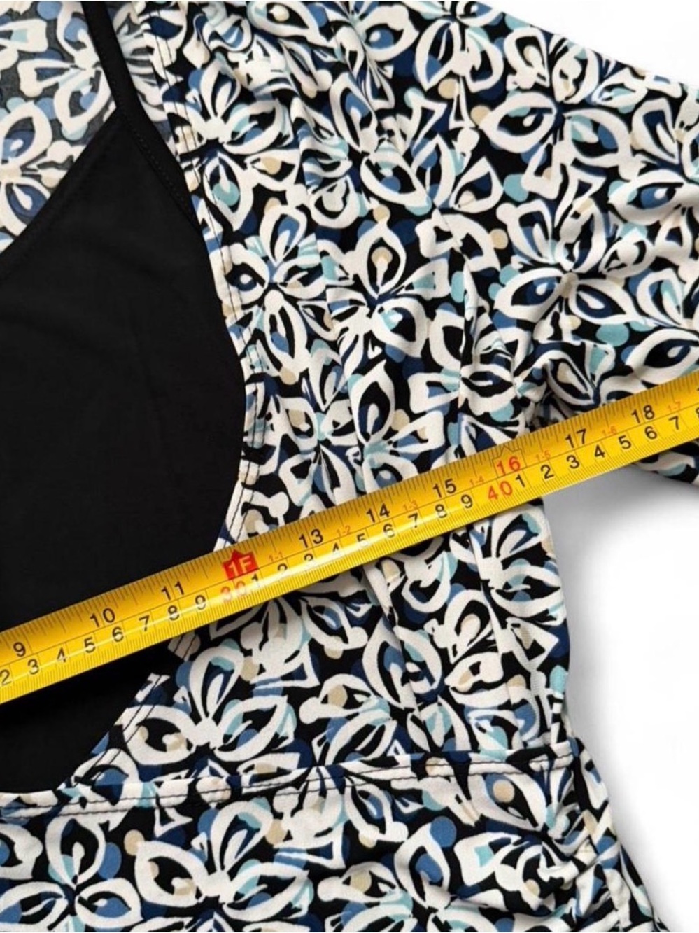 AB Studio Black & Blue Floral V-Neck Wrap Top - Picture 4 of 4